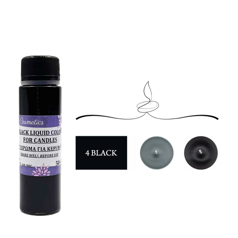 Χρώμα Κεριών 4 Μαύρο Υγρό
