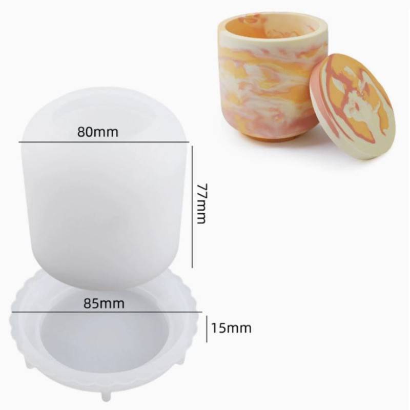 Καλούπι σιλικόνης Για Βάζο Κεριου με καπάκι Λείο