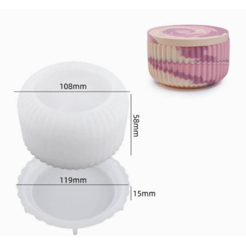 Silicone Mold for Candle jars Short and Striped