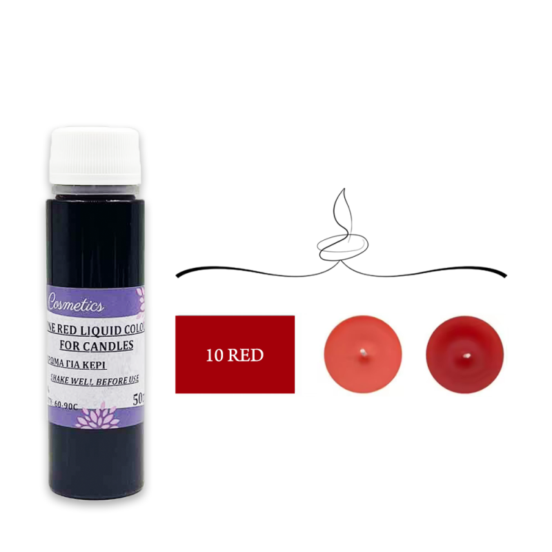 Χρώμα Κεριών 10 Red Υγρό