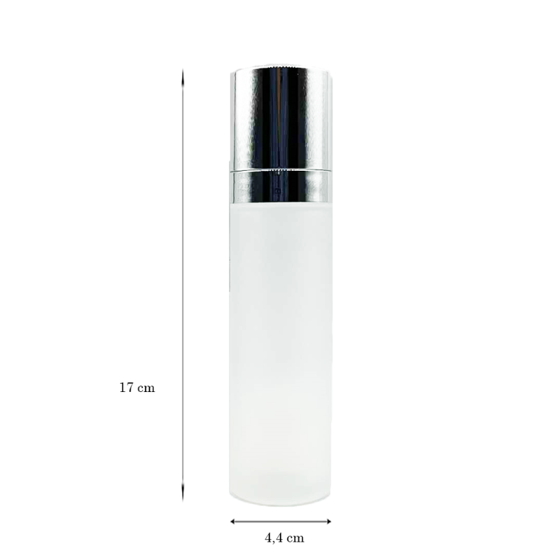 Glass Bottle Airless Matte Silver 50 ml