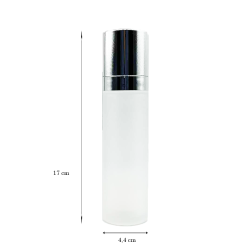 Glass Bottle Airless Matte Silver 50 ml