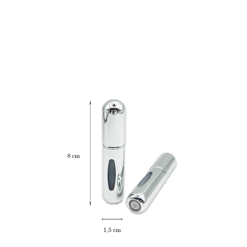 Επαναγεμιζόμενη Φιάλη Spray Αρώματος Ασημί 5ml (Pack)