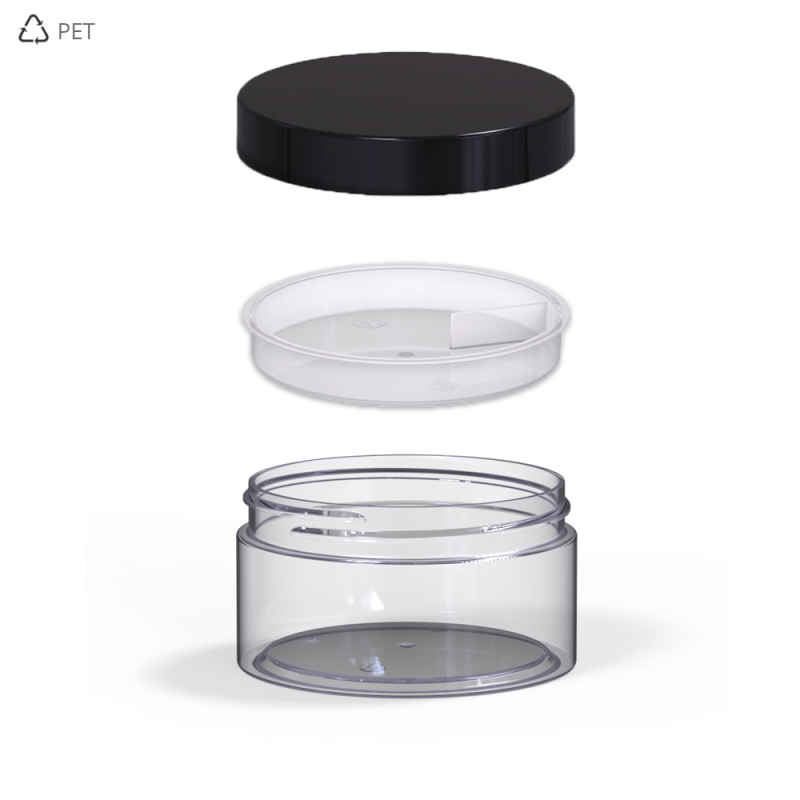 PET Βάζα Πλαστικά Διάφανα 200 ml Μαύρο Πώμα