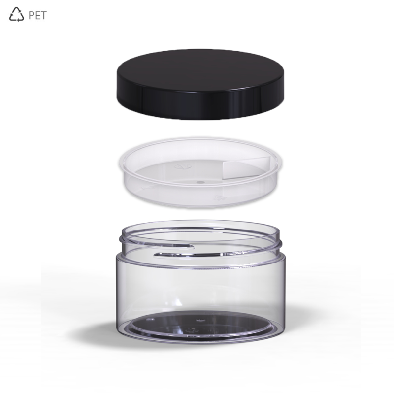 PET Βάζα Πλαστικά Διάφανα 250 ml Μαύρο Πώμα