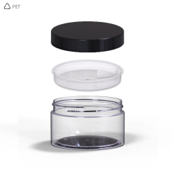 PET Βάζα Πλαστικά Διάφανα 250 ml Μαύρο Πώμα