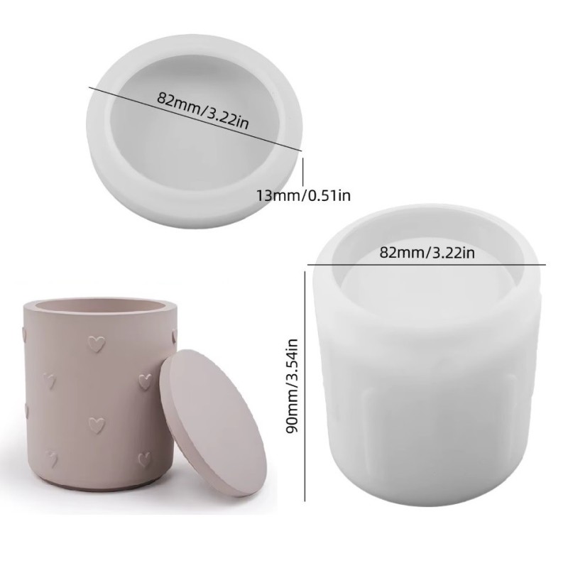 Καλούπι σιλικόνης Για Βάζο Κεριου με καπάκι Καρδιές