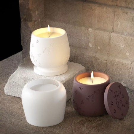 Καλούπι σιλικόνης Για Βάζο Κεριου με καπάκι Αστεράκια