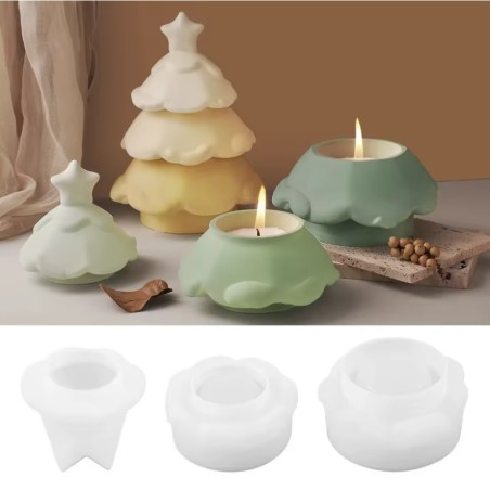 Καλούπι σιλικόνης Για Βάζο Κεριου με καπάκι Xmas Tree
