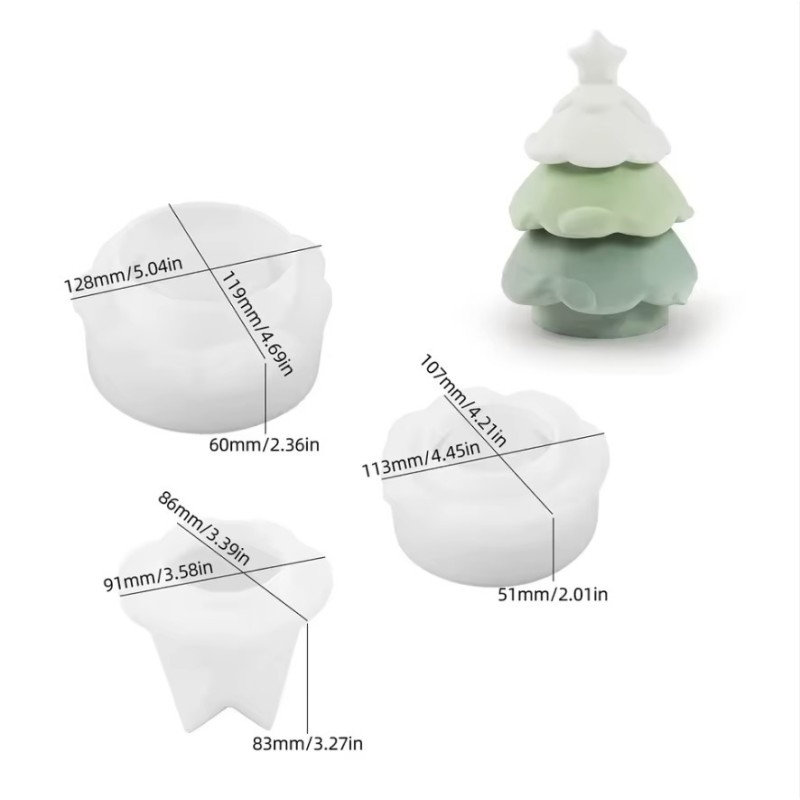 Καλούπι σιλικόνης Για Βάζο Κεριου με καπάκι Xmas Tree