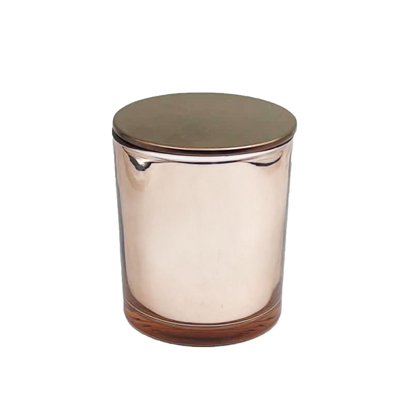 Βάζο Για Κερί Ροζ Χρυσό με Ασημί Εσωτερικό 250 ml