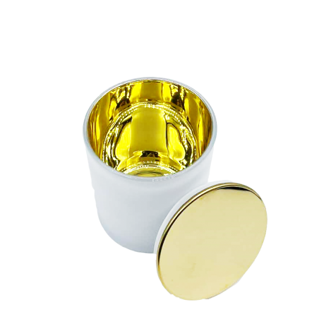 Βάζο Για Κερί Λευκό με Χρυσό Εσωτερικό 250 ml
