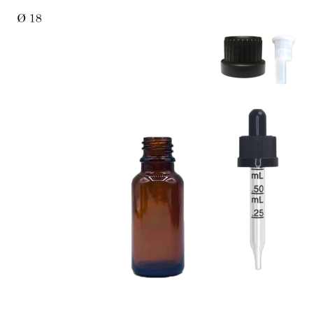 Pharmaceutical glass vial F18 Brown 20 ml