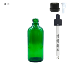 Pharmaceutical glass vial F18 Green 100 ml
