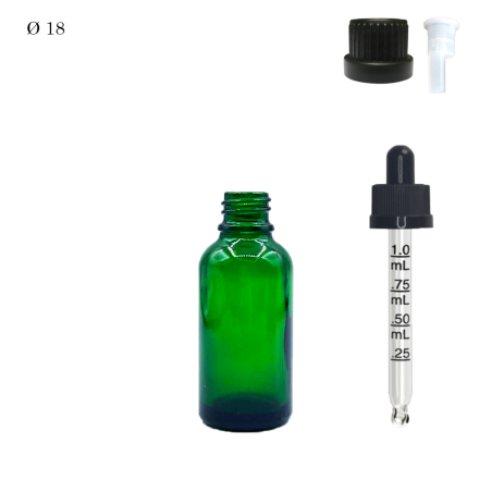 Pharmaceutical glass vial F18 Green 30 ml