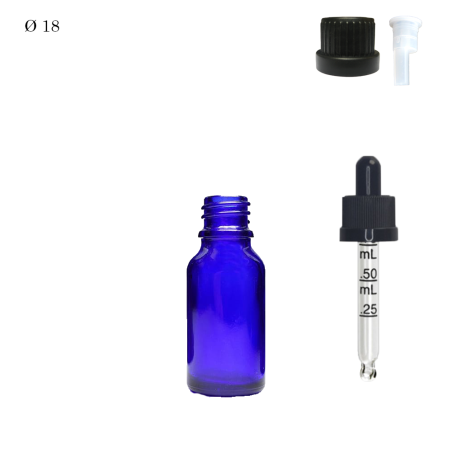 Pharmaceutical glass vial F18 Blue 30 ml