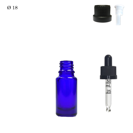 Pharmaceutical glass vial F18 Blue 15 ml