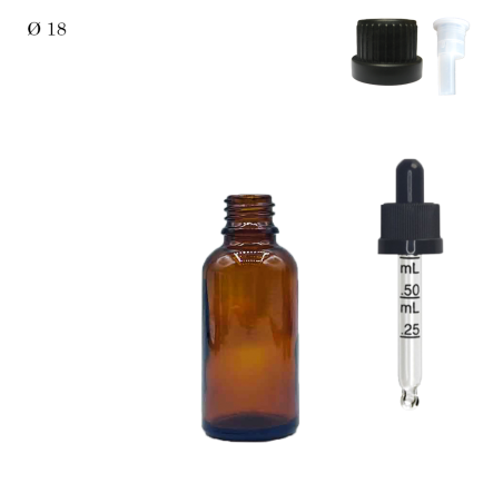 Pharmaceutical glass vial F18 Brown 30 ml