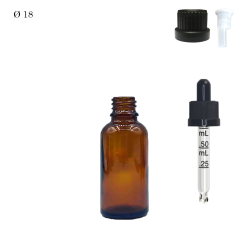 Pharmaceutical glass vial F18 Brown 30 ml