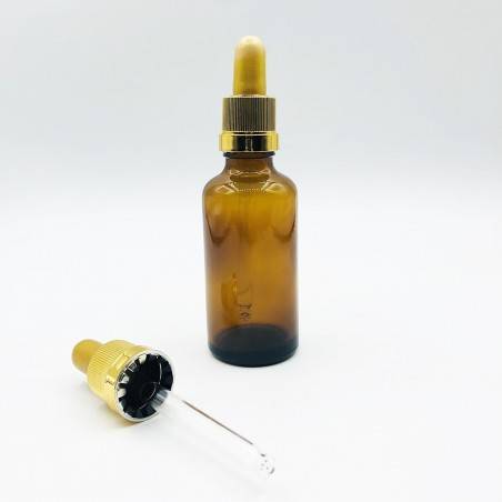 Pharmaceutical Glass Vial F18 Brown W Gold Pipette 50 ml (20 pcs)