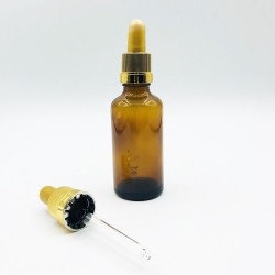 Pharmaceutical Glass Vial F18 Brown W Gold Pipette 50 ml (20 pcs)