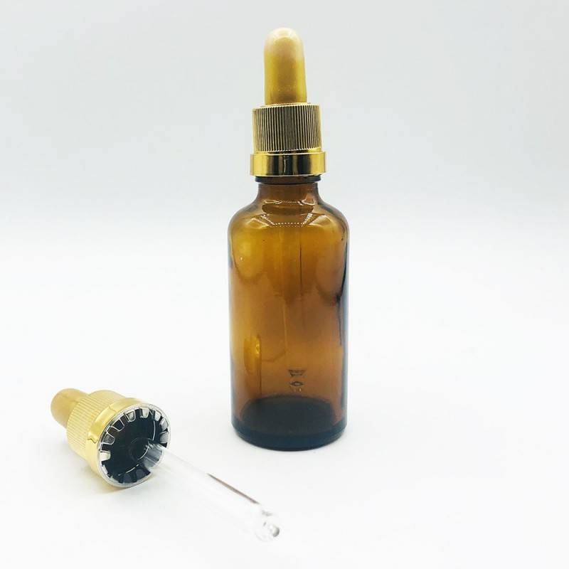 Pharmaceutical Glass Vial F18 Brown W Gold Pipette 50 ml (20 pcs)