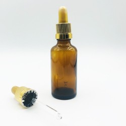 Pharmaceutical Glass Vial F18 Brown W Gold Pipette 50 ml (20 pcs)